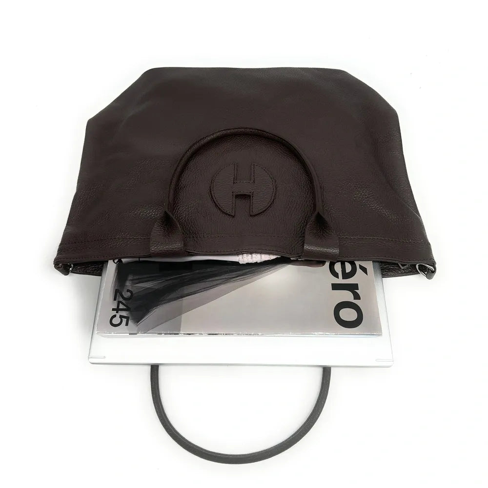 Sac cabas en cuir grainé INNOCENT Chocolat