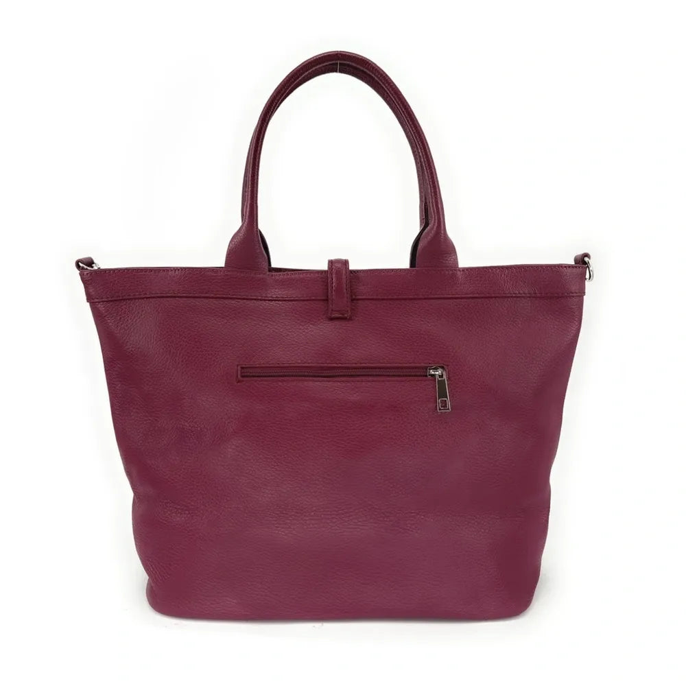 Sac cabas en cuir grainé INNOCENT Rouge bordeaux