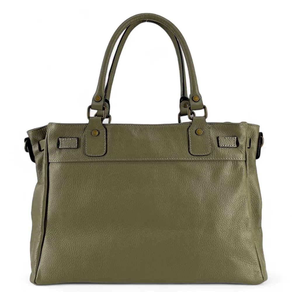 Sac cabas en cuir grainé JANET Kaki