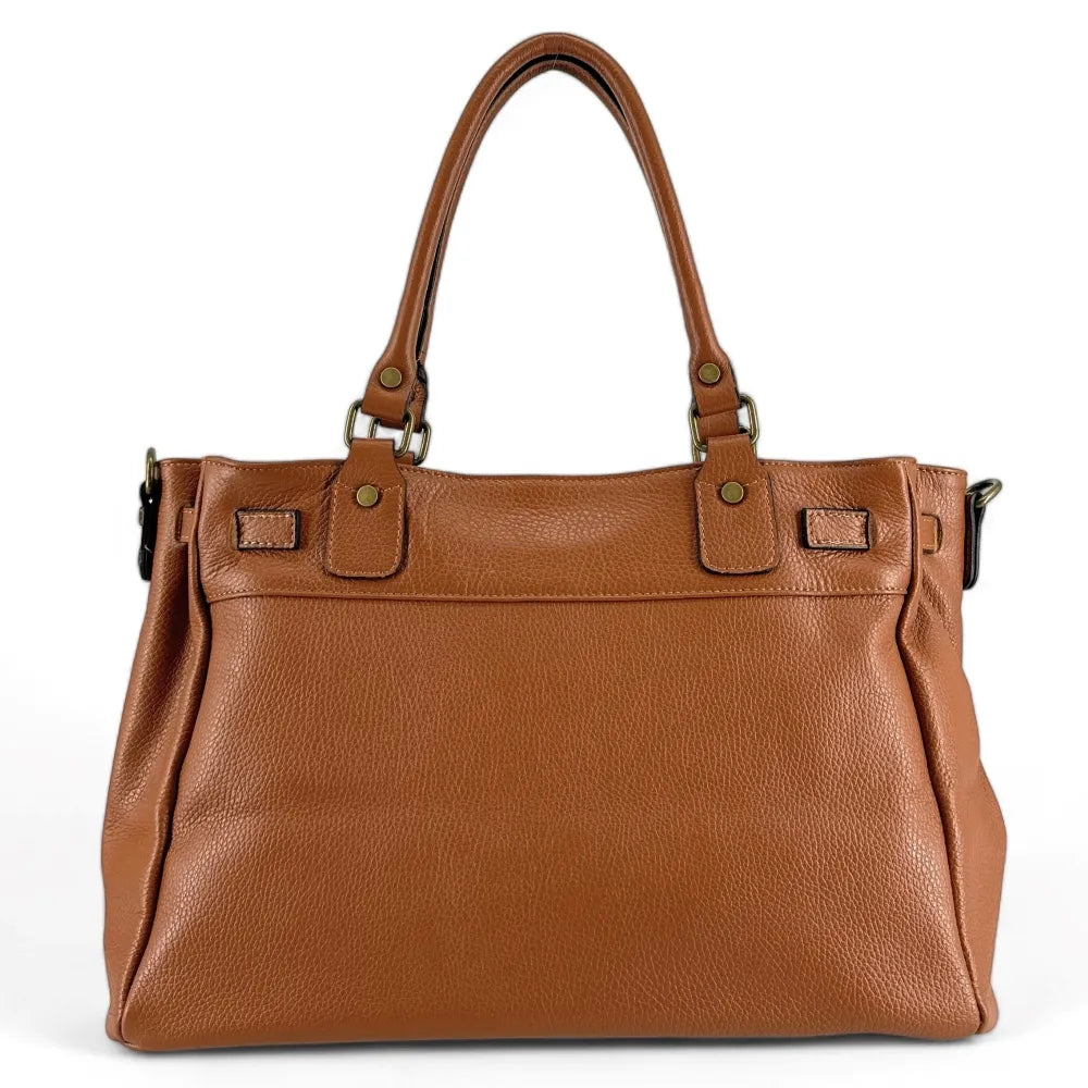 Sac cabas en cuir grainé JANET Camel