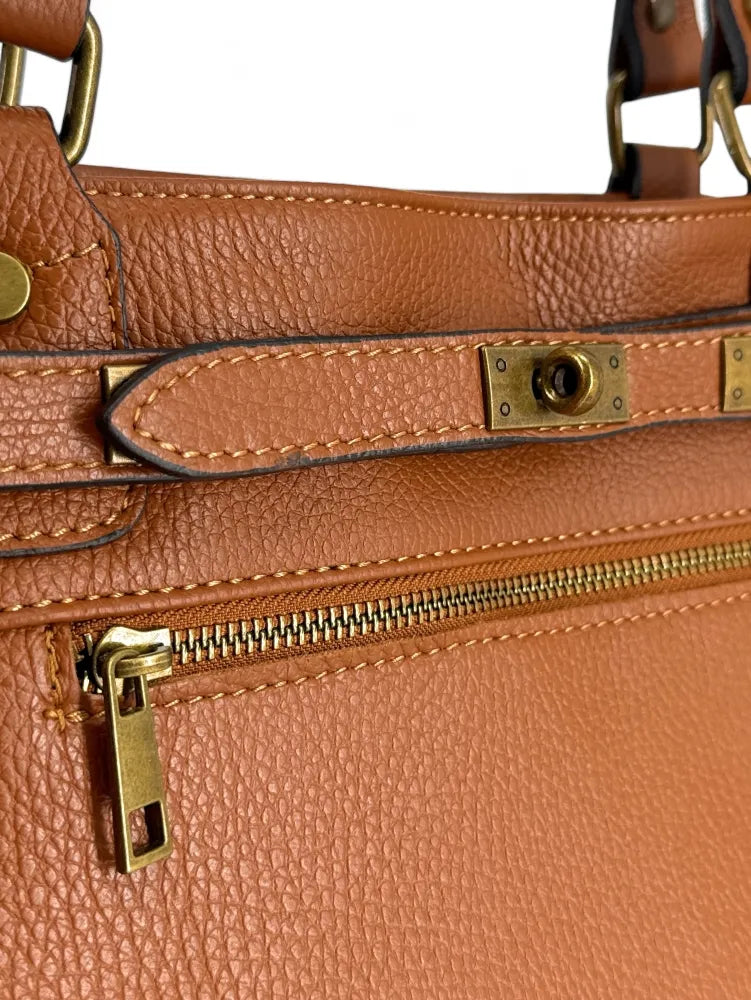 Sac cabas en cuir grainé JANET Camel
