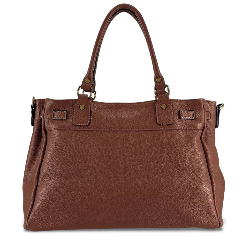 Sac cabas en cuir grainé JANET Chocolat