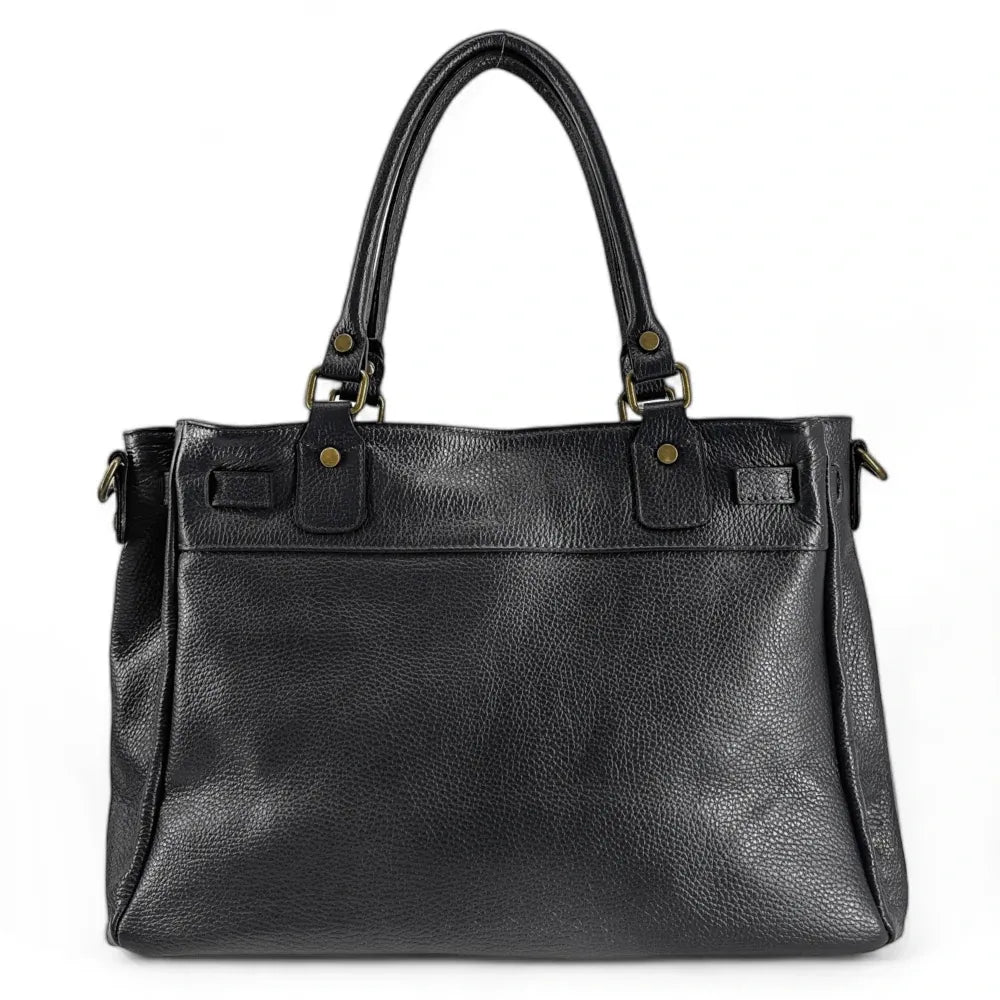 Sac cabas en cuir grainé JANET Noir