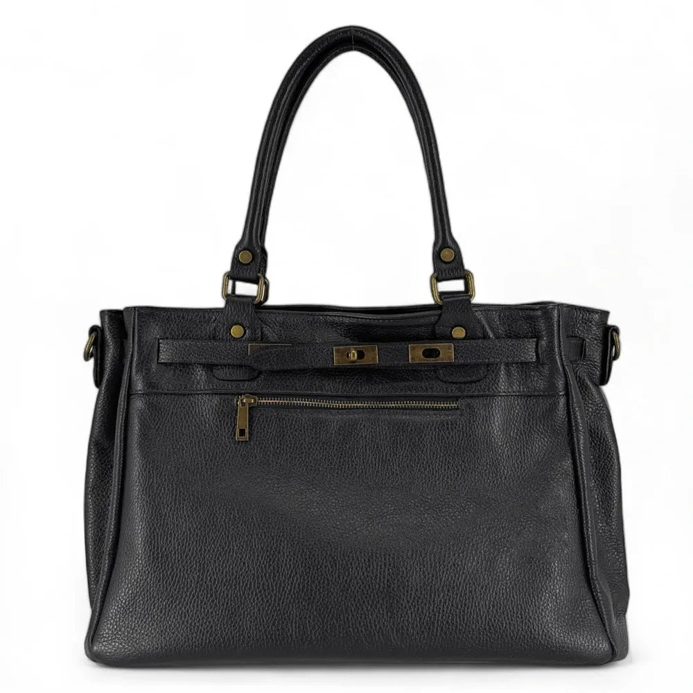 Sac cabas en cuir grainé JANET Noir