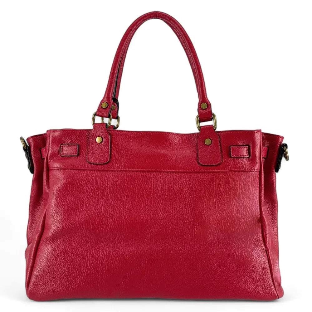 Sac cabas en cuir grainé JANET Rouge foncé