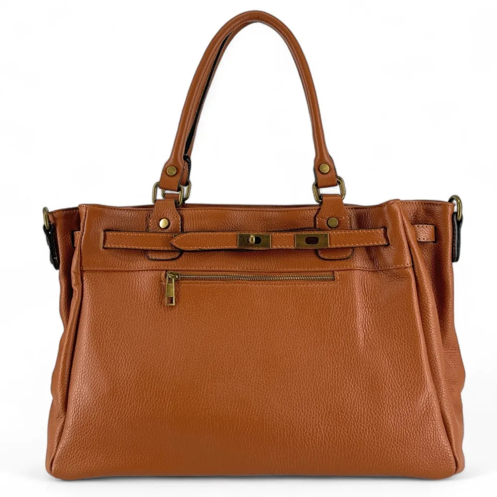 Sac cabas en cuir grainé JANET Camel