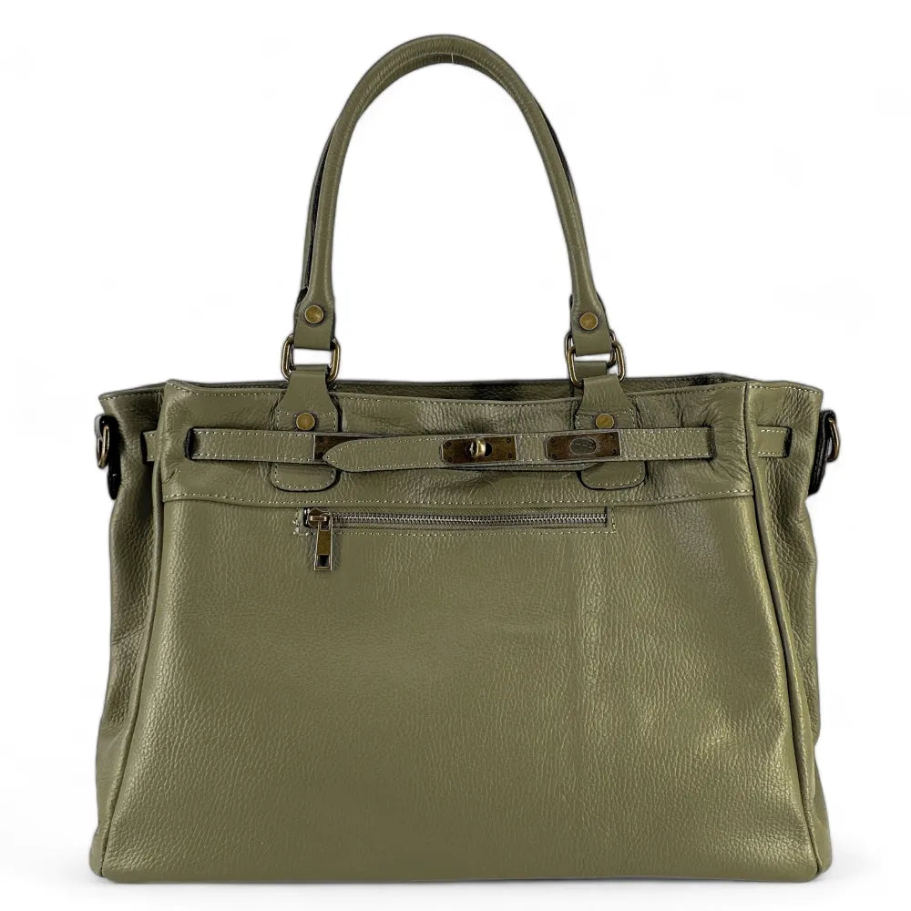Sac cabas en cuir grainé JANET Kaki
