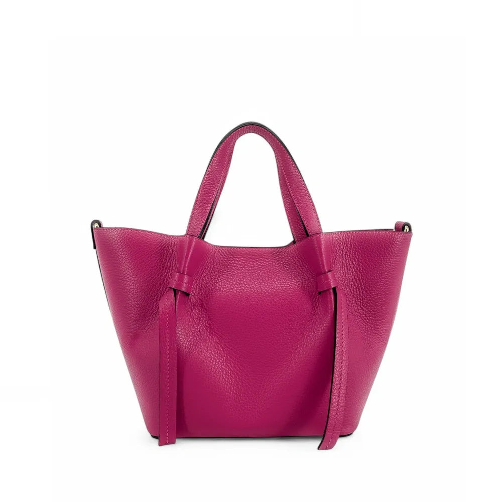 Sac cabas en cuir grainé LITTLE RUBY Rose fuchsia