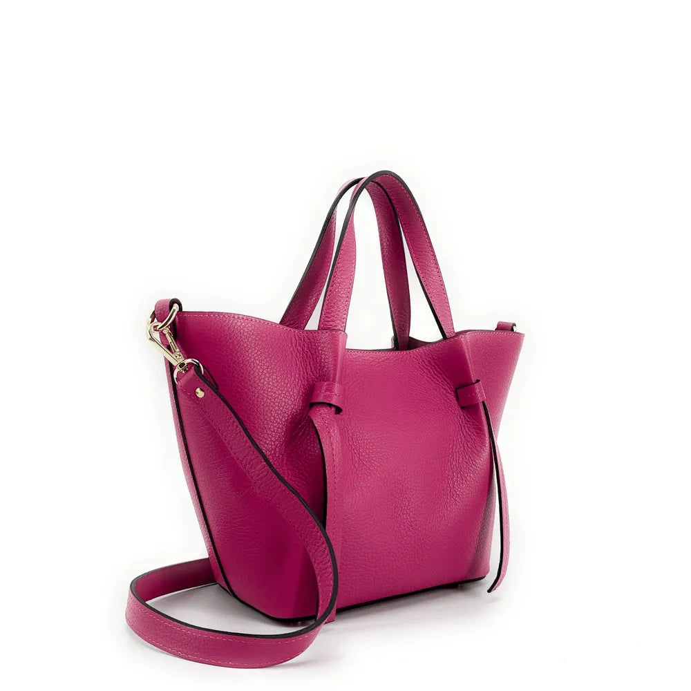 Sac cabas en cuir grainé LITTLE RUBY Rose fuchsia
