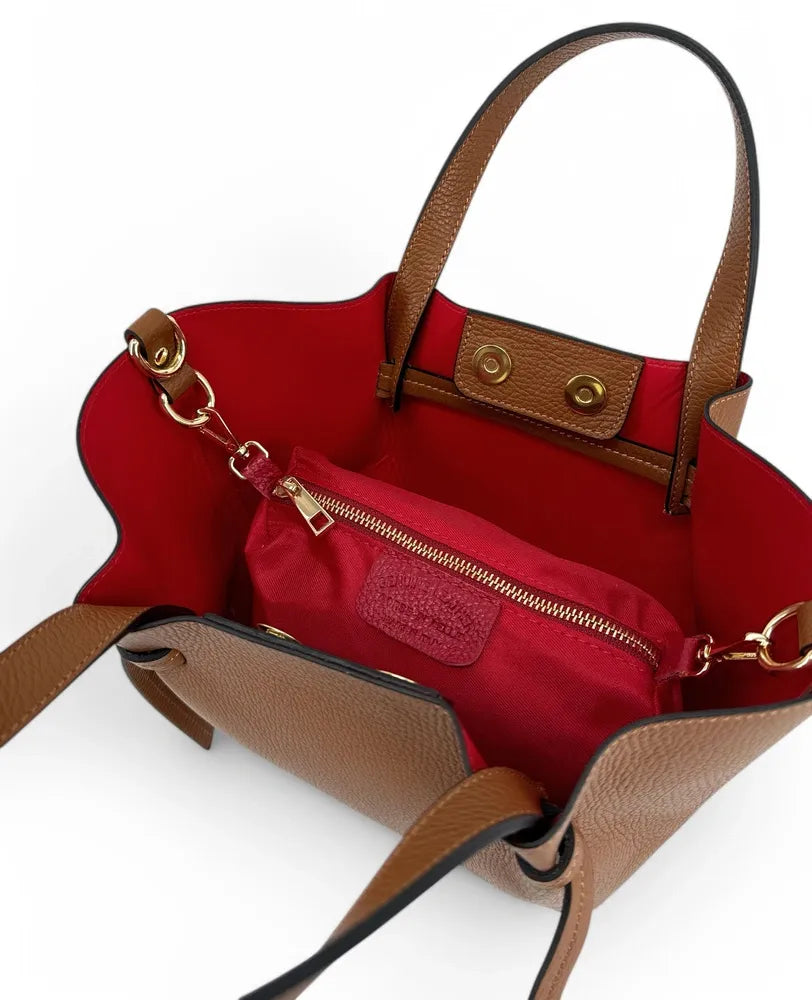 Sac cabas en cuir grainé LITTLE RUBY Camel foncé
