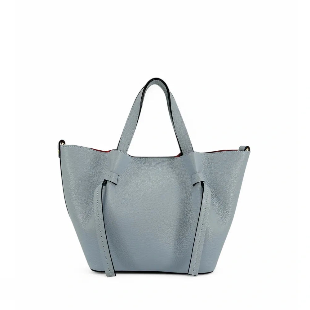 Sac cabas en cuir grainé LITTLE RUBY Bleu pastel
