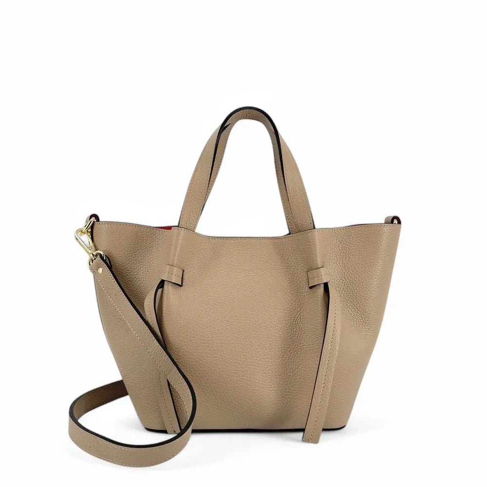 Sac cabas en cuir grainé LITTLE RUBY Taupe