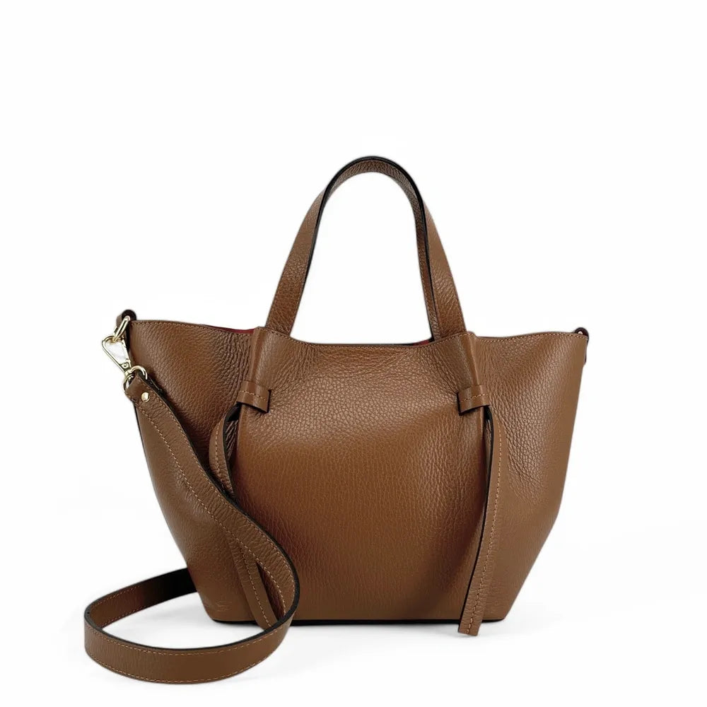 Sac cabas en cuir grainé LITTLE RUBY Camel foncé