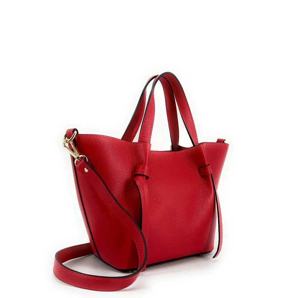 Sac cabas en cuir grainé LITTLE RUBY Rouge garance