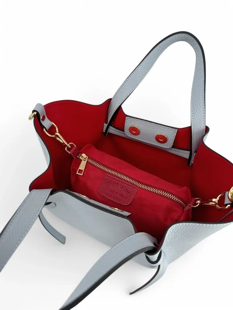 Sac cabas en cuir grainé LITTLE RUBY Bleu pastel