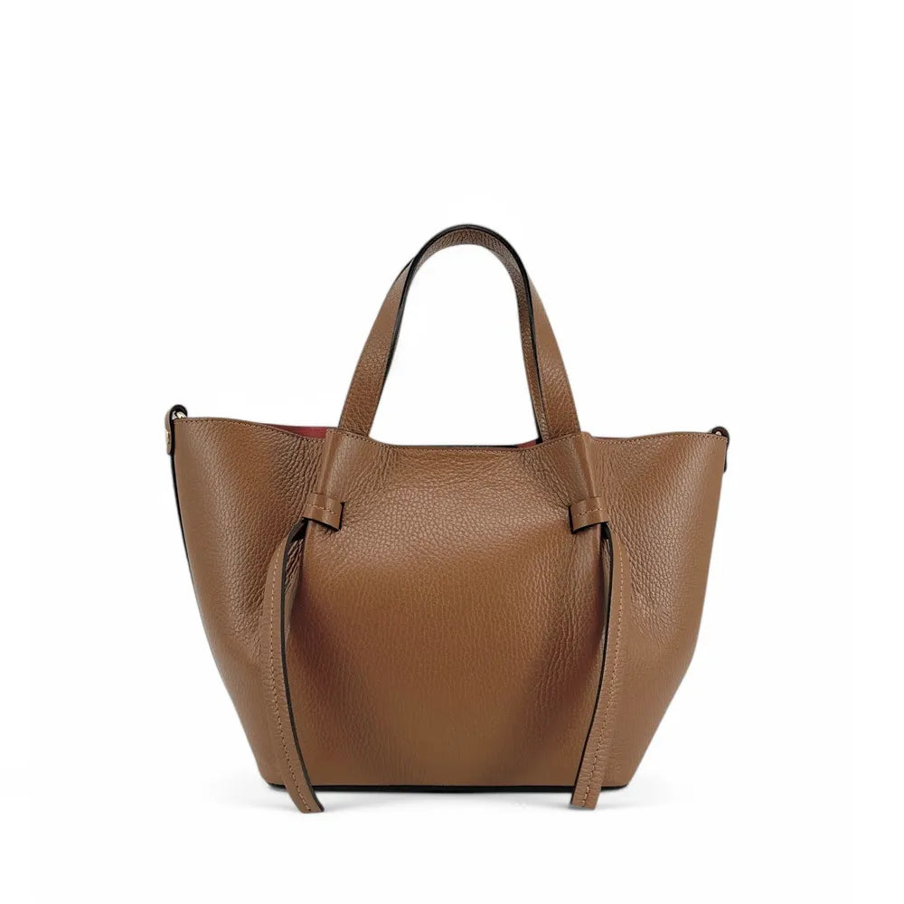 Sac cabas en cuir grainé LITTLE RUBY Camel foncé