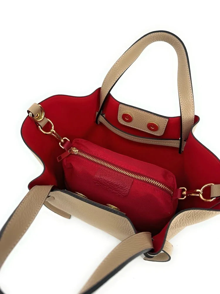 Sac cabas en cuir grainé LITTLE RUBY Taupe