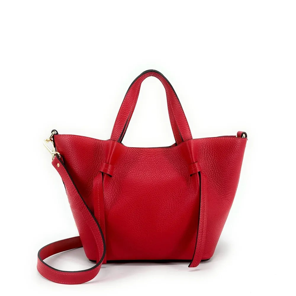 Sac cabas en cuir grainé LITTLE RUBY Rouge garance