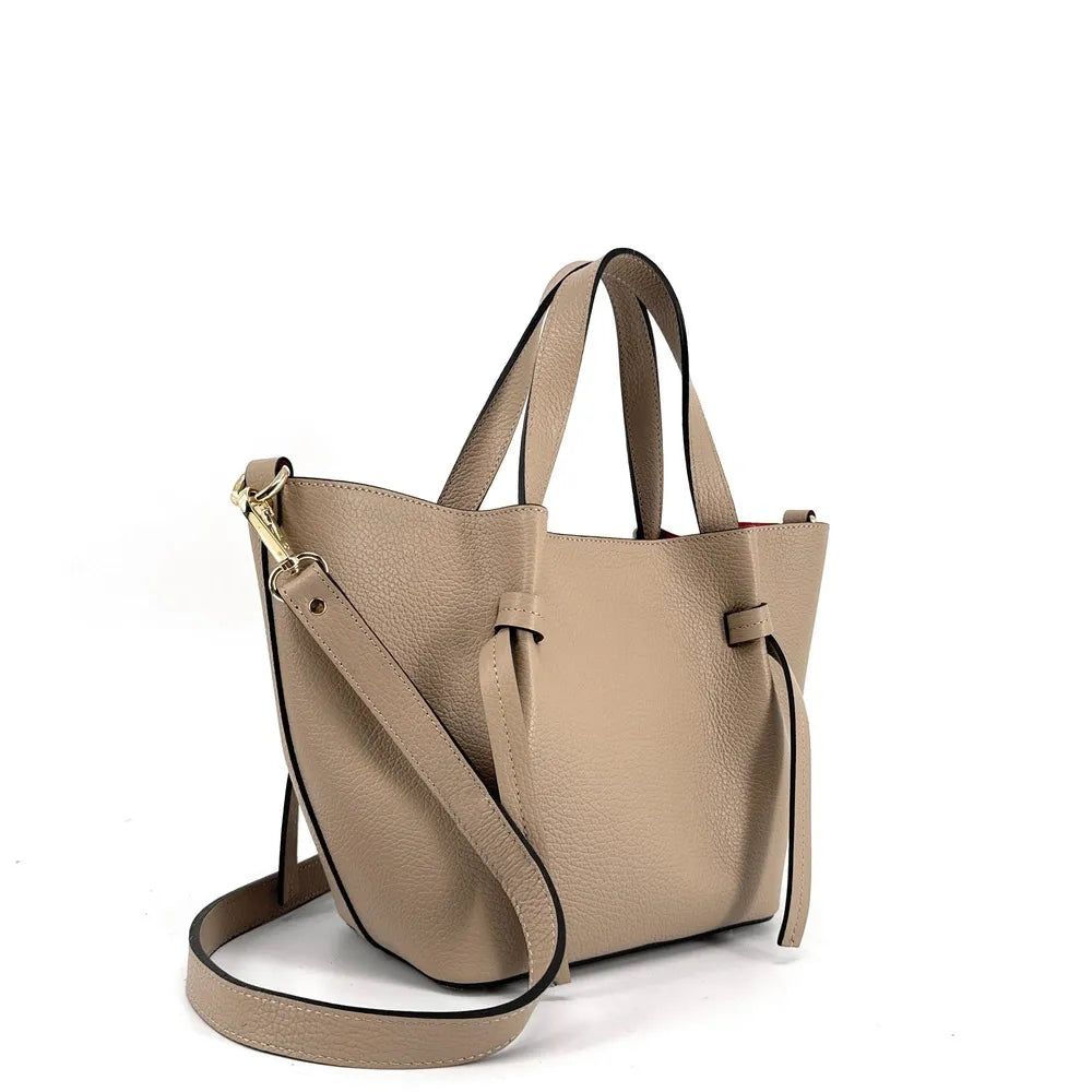 Sac cabas en cuir grainé LITTLE RUBY Taupe