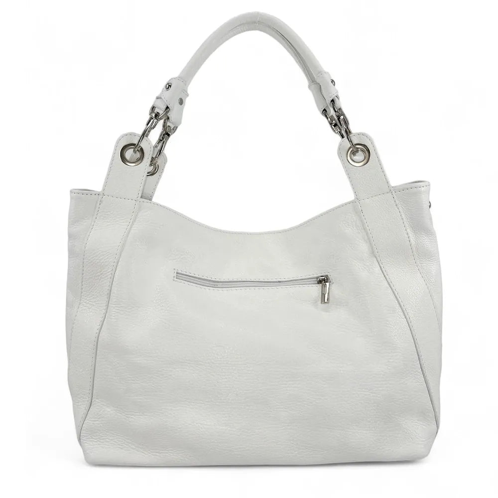 Sac cabas en cuir grainé PARIS Blanc