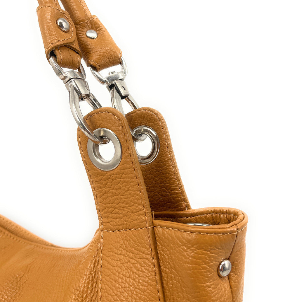 Sac cabas en cuir grainé PARIS Camel