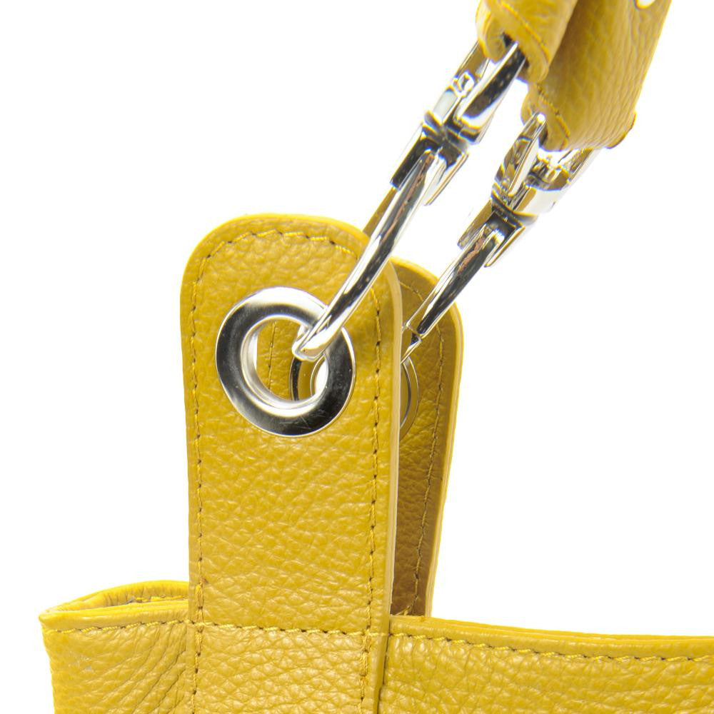 Sac cabas en cuir grainé PARIS Jaune tournesol