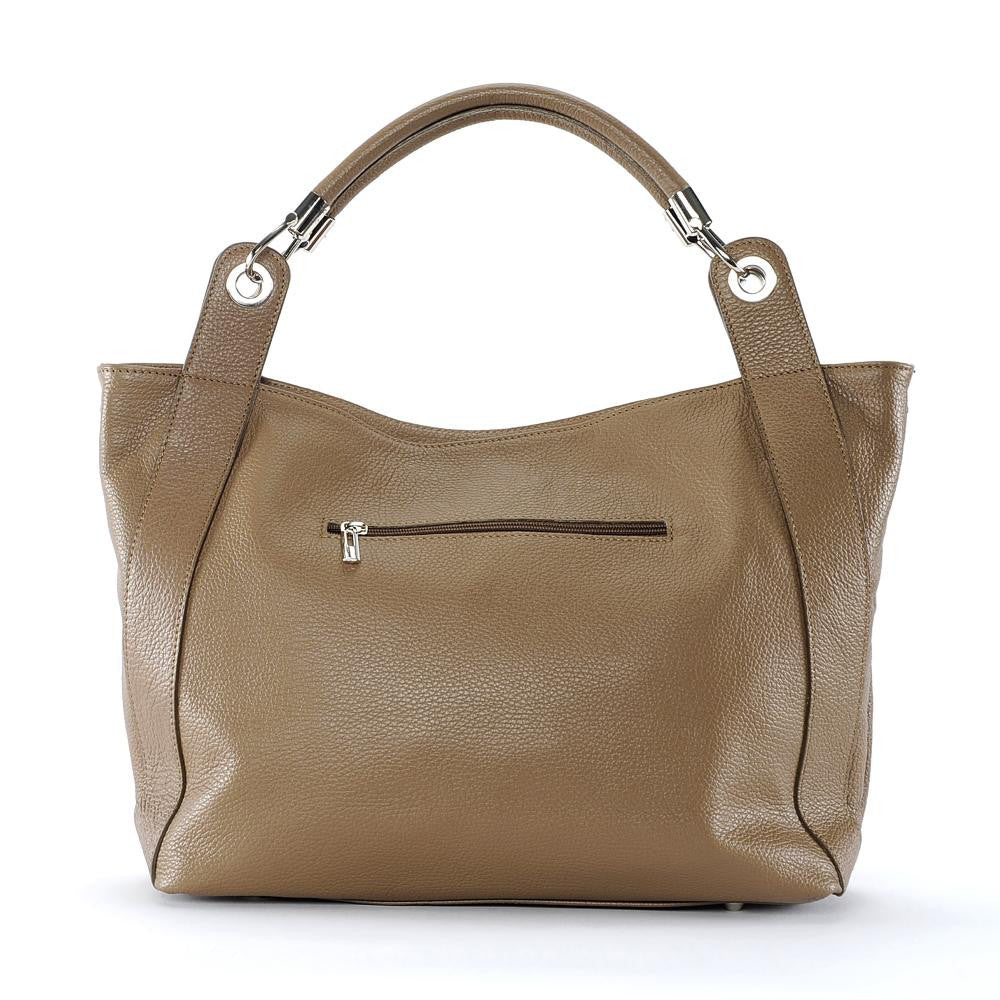 Sac cabas en cuir grainé PARIS Taupe foncé