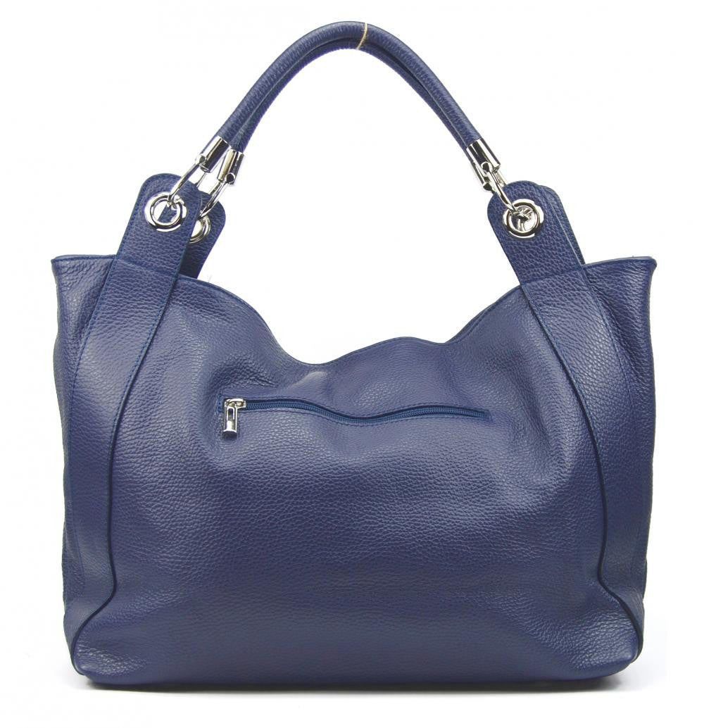 Sac cabas en cuir grainé PARIS Bleu