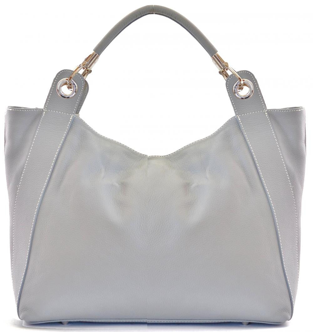 Sac cabas en cuir grainé PARIS Gris clair