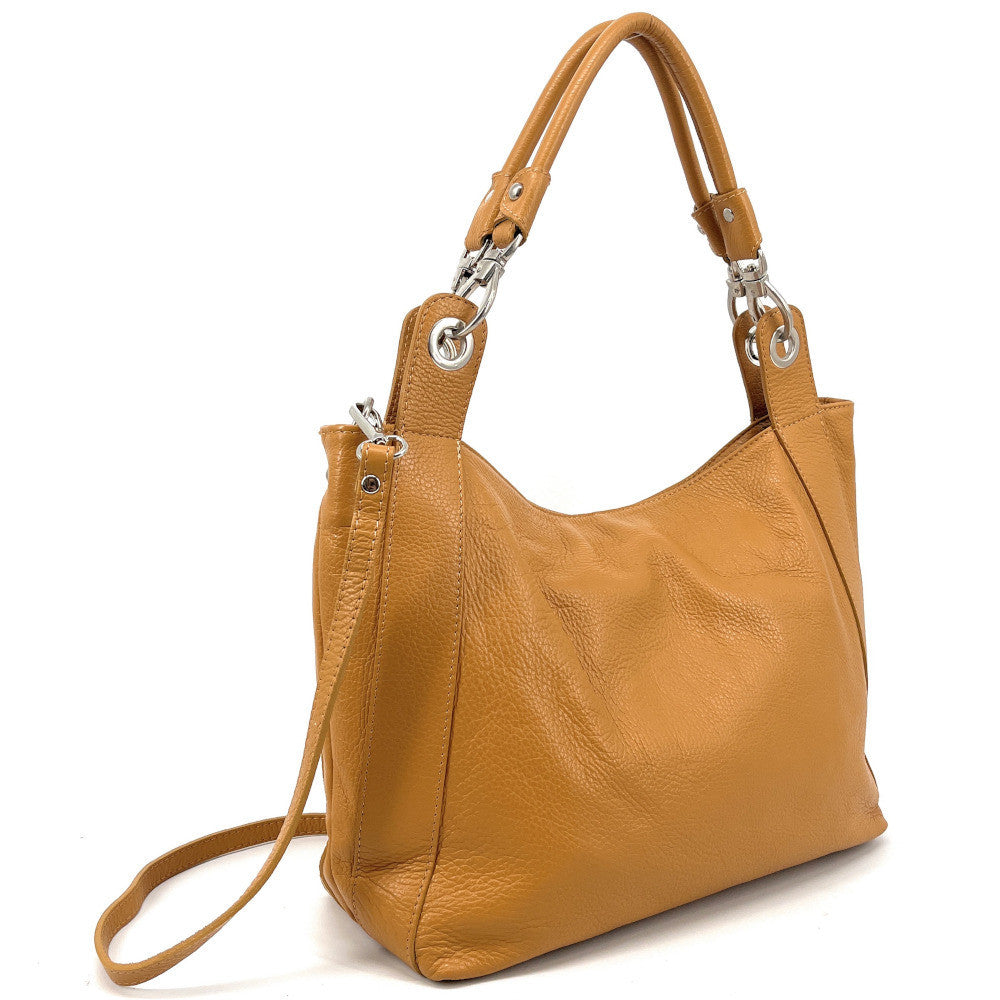 Sac cabas en cuir grainé PARIS Camel