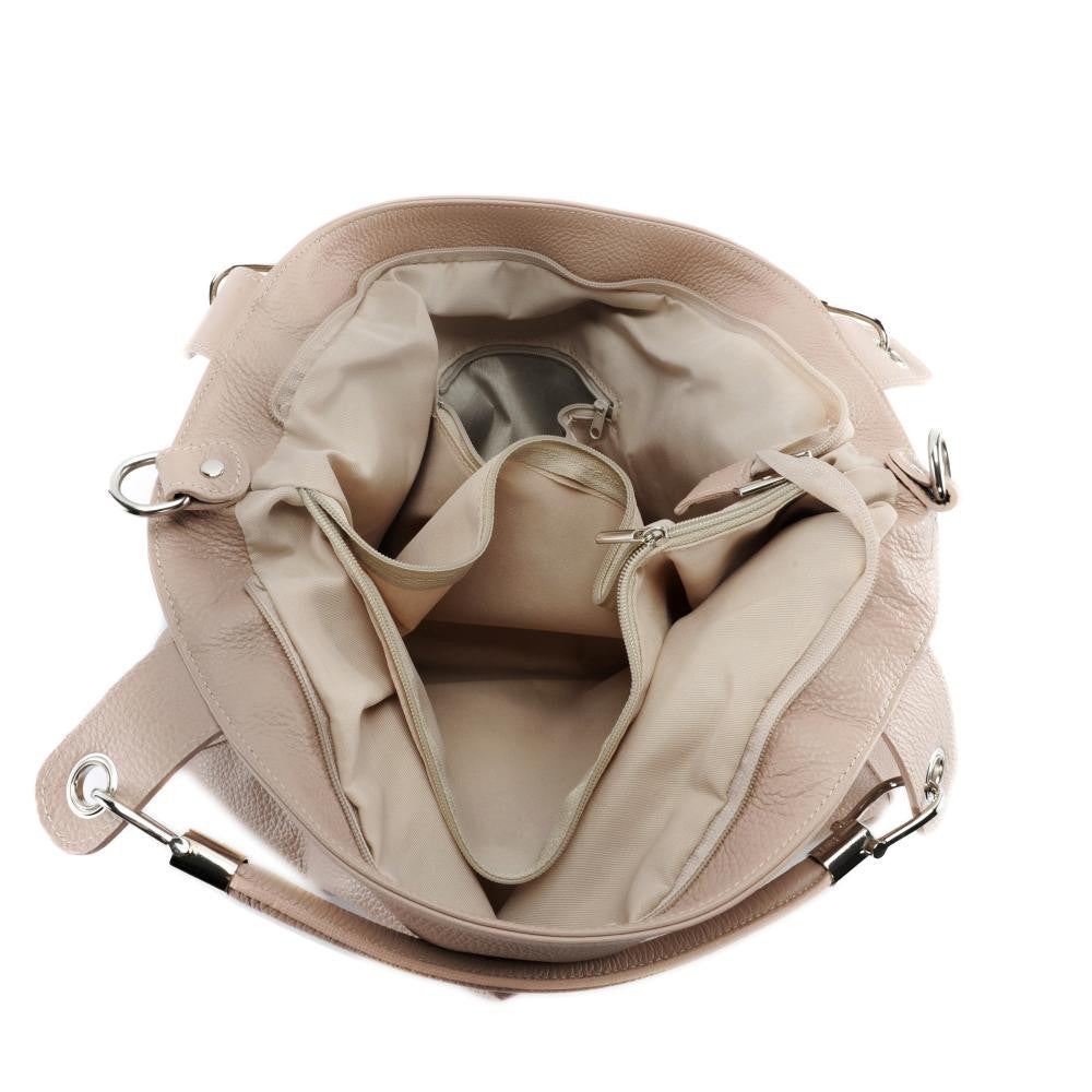 Sac cabas en cuir grainé PARIS Rose nude