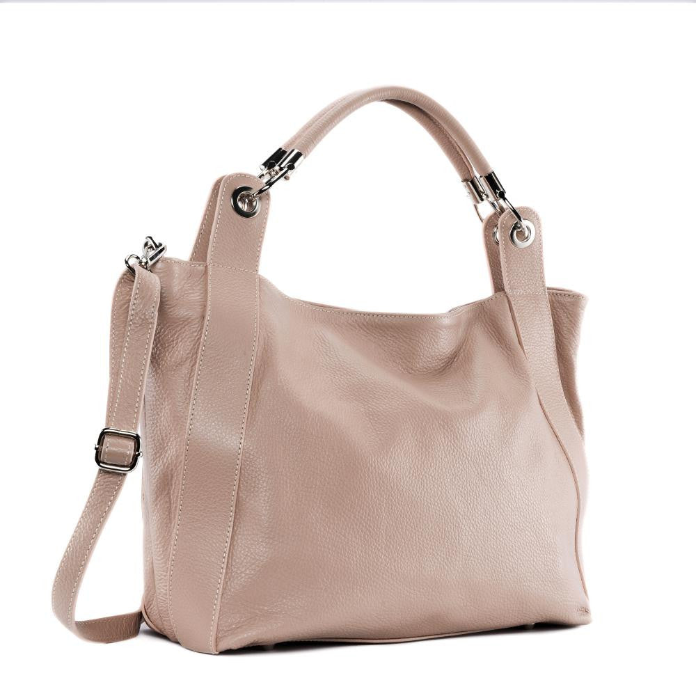 Sac cabas en cuir grainé PARIS Rose nude