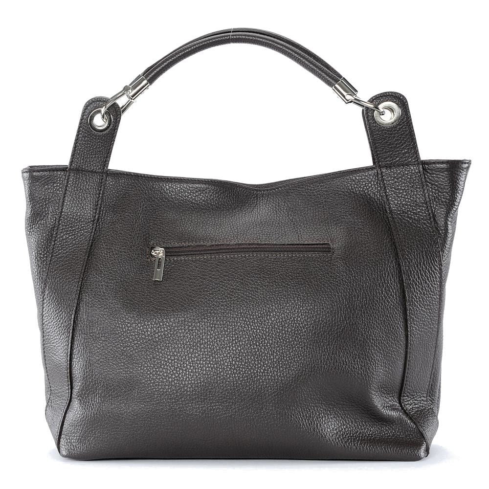Sac cabas en cuir grainé PARIS Chocolat