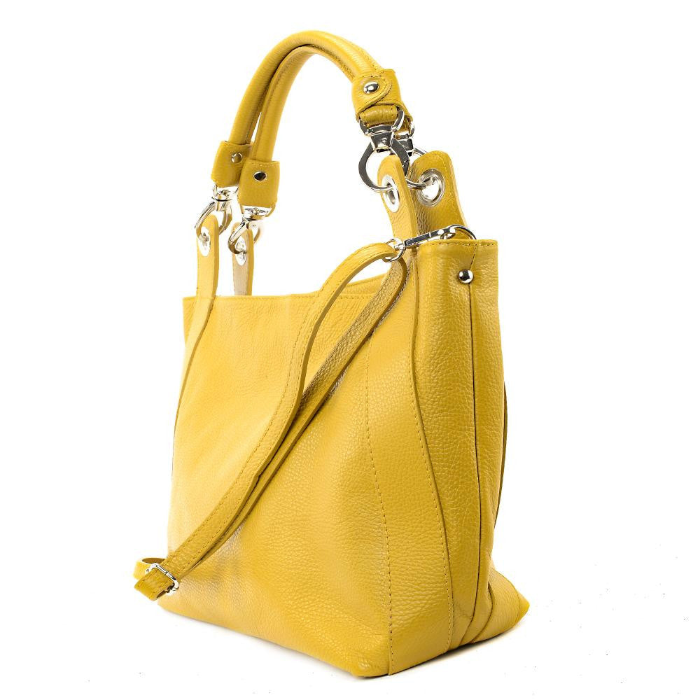 Sac cabas en cuir grainé PARIS Jaune tournesol