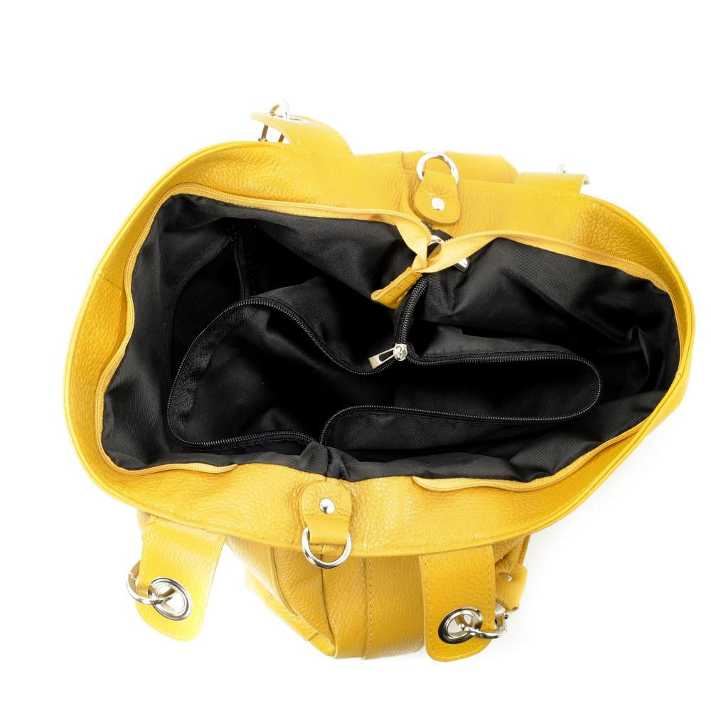Sac cabas en cuir grainé PARIS Jaune tournesol