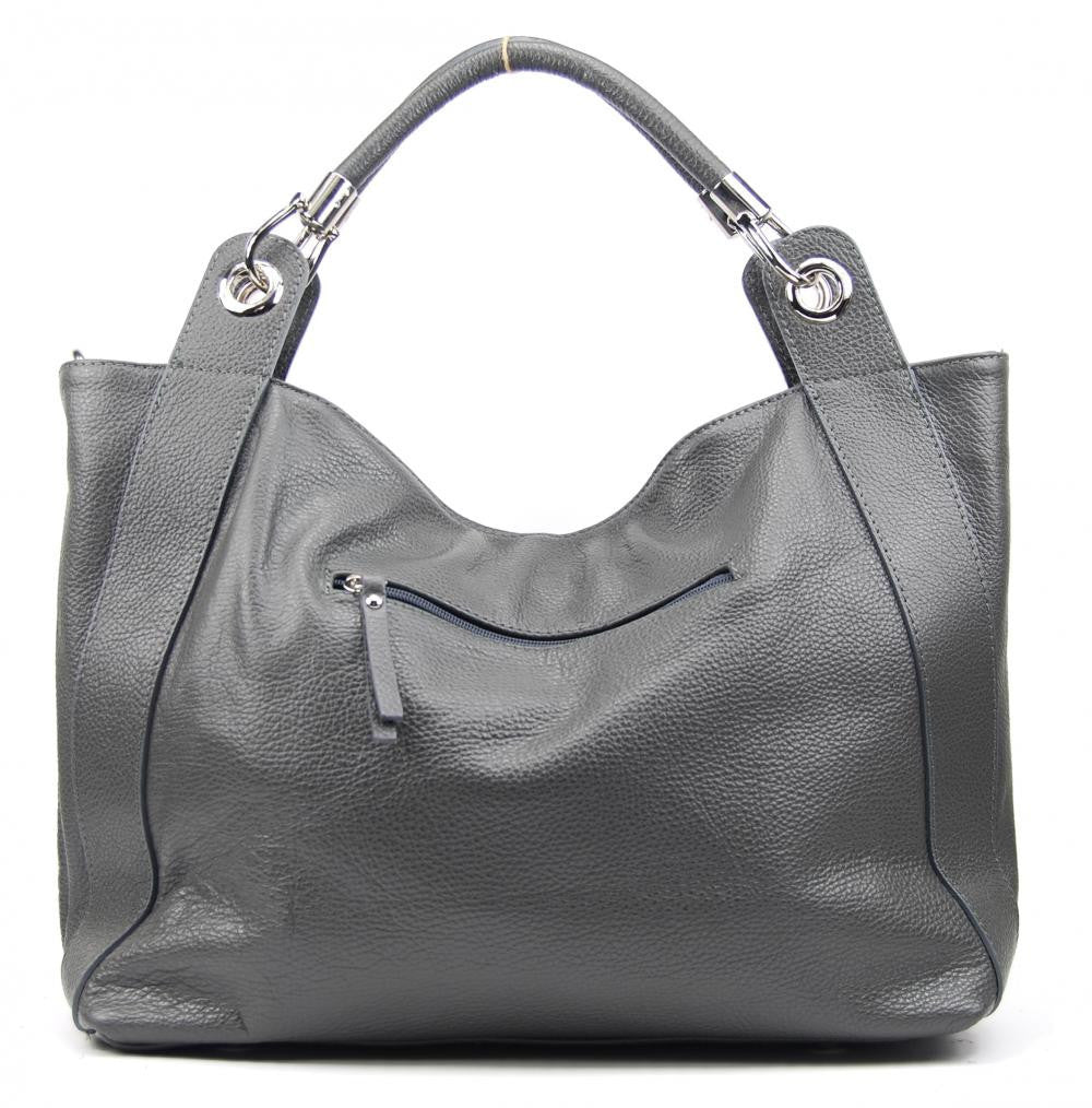 Sac cabas en cuir grainé PARIS Gris foncé