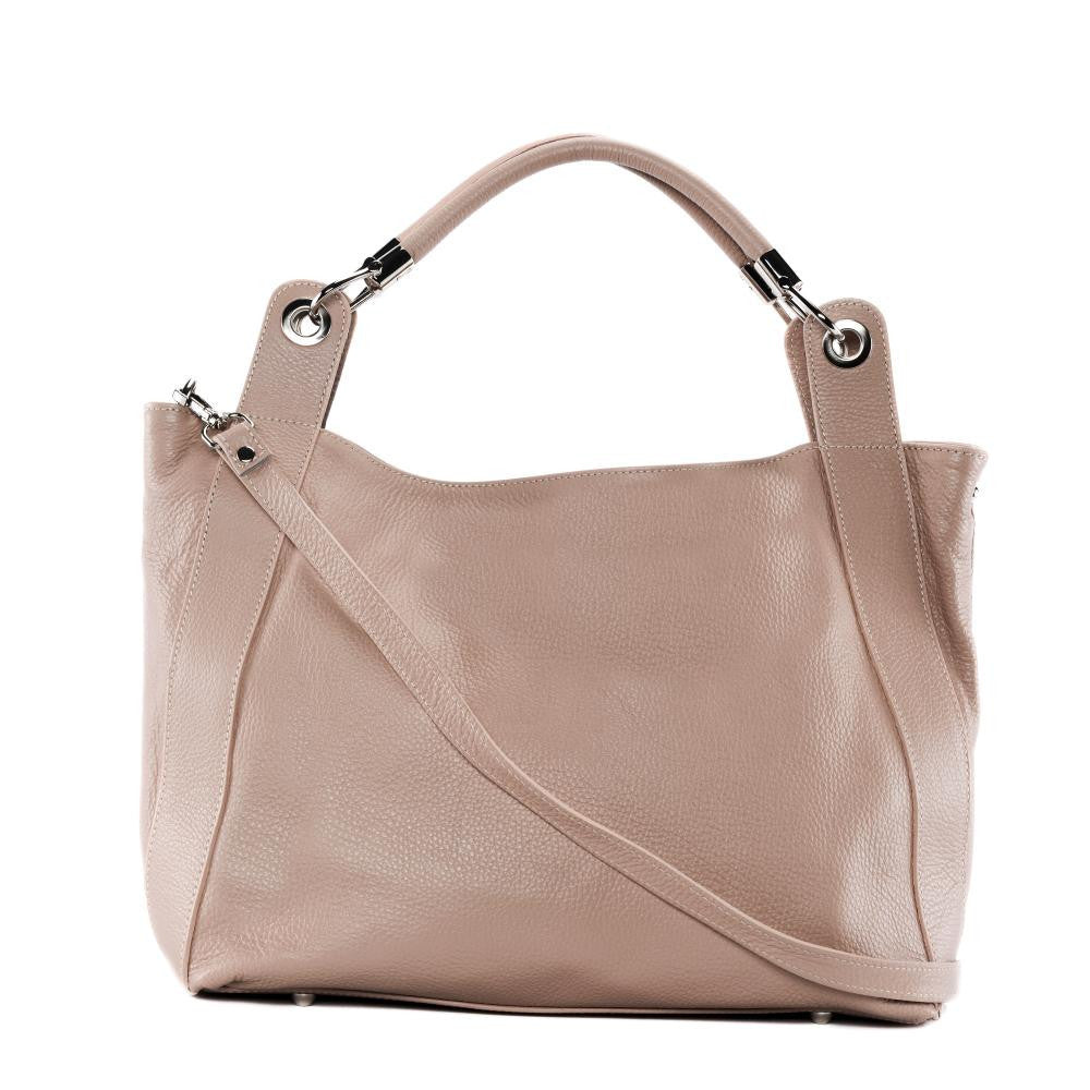 Sac cabas en cuir grainé PARIS Rose nude