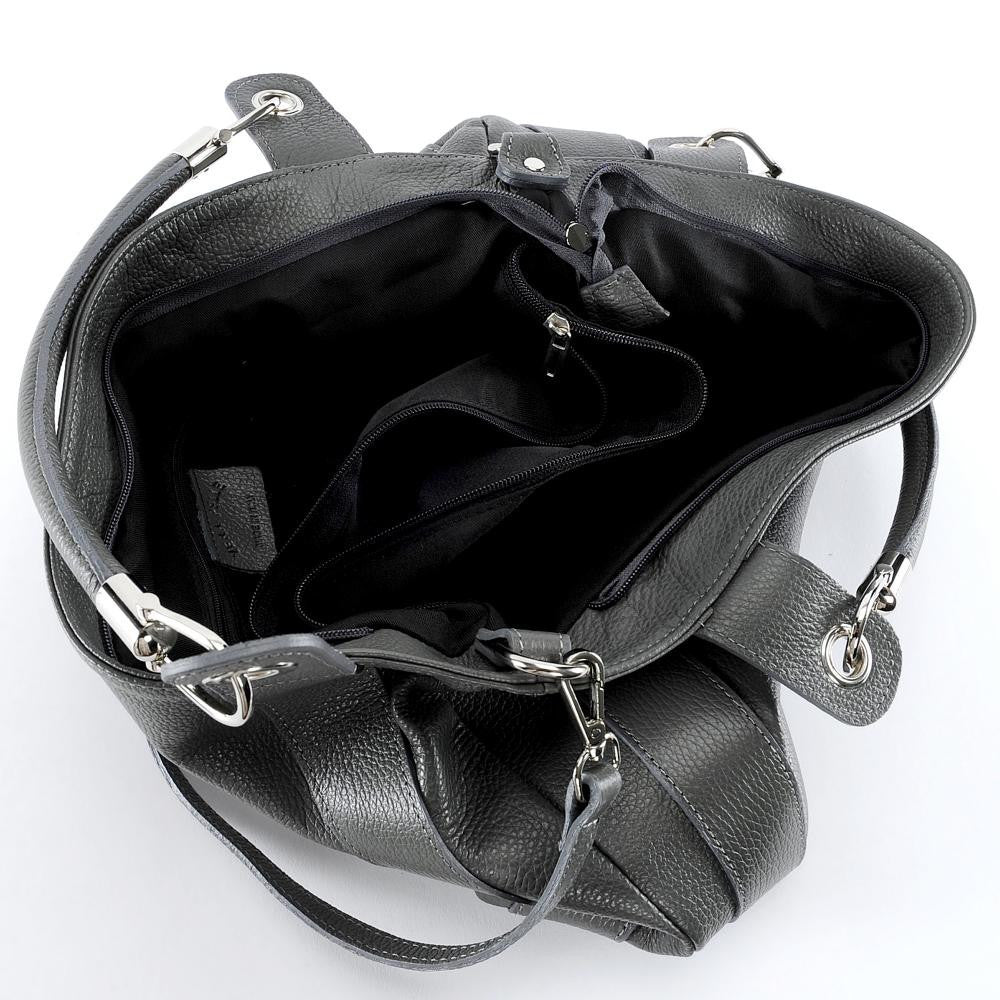 Sac cabas en cuir grainé PARIS Bleu