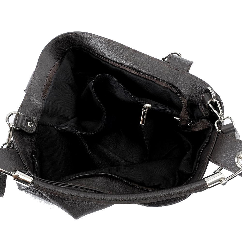 Sac cabas en cuir grainé PARIS Chocolat