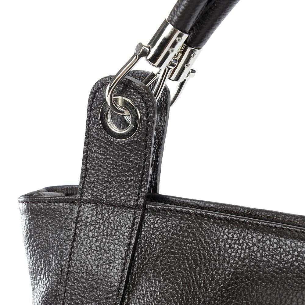 Sac cabas en cuir grainé PARIS Chocolat