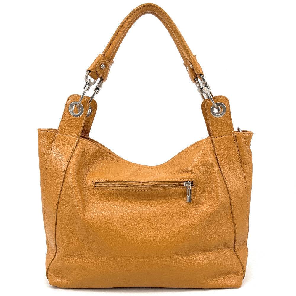 Sac cabas en cuir grainé PARIS Camel