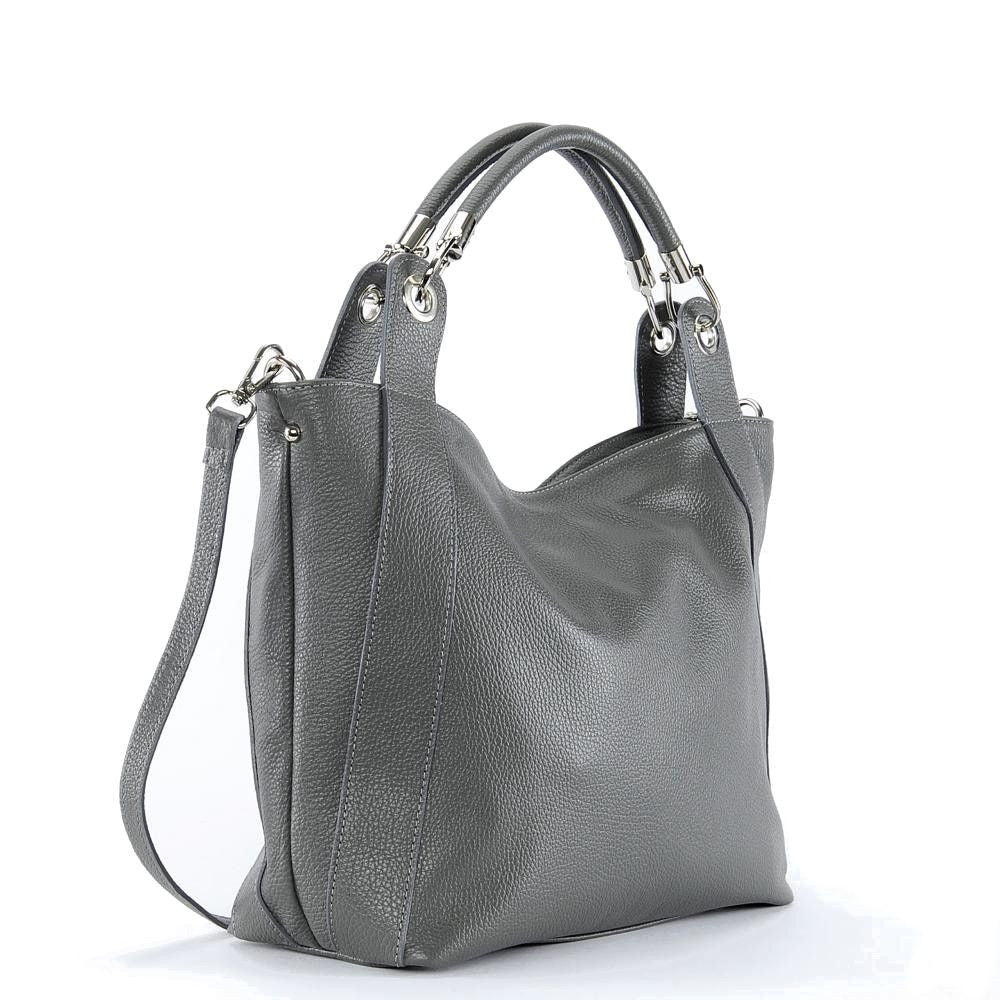 Sac cabas en cuir grainé PARIS Gris foncé