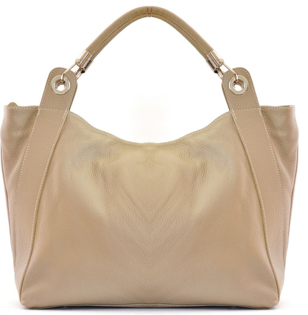Sac cabas en cuir grainé PARIS Taupe clair