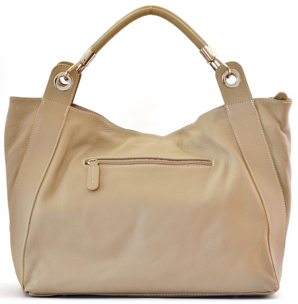 Sac cabas en cuir grainé PARIS Taupe clair