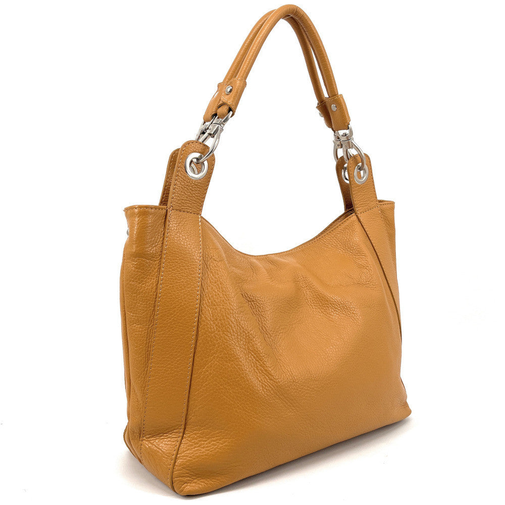 Sac cabas en cuir grainé PARIS Camel