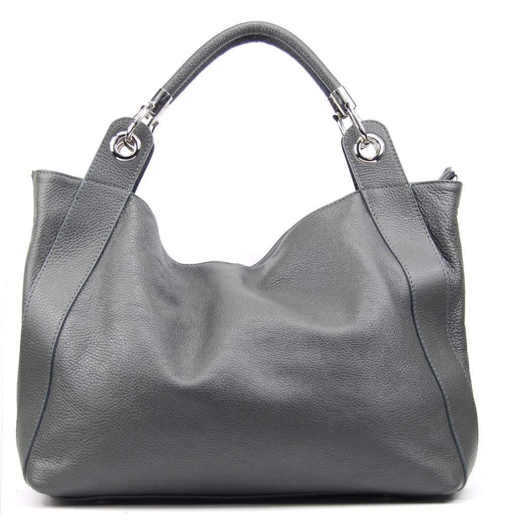 Sac cabas en cuir grainé PARIS Gris foncé