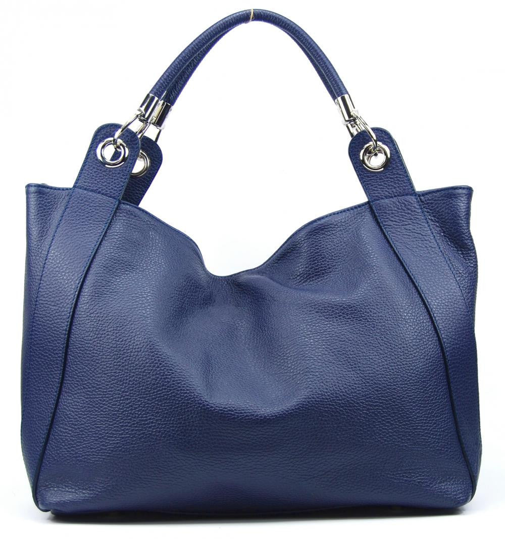 Sac cabas en cuir grainé PARIS Bleu