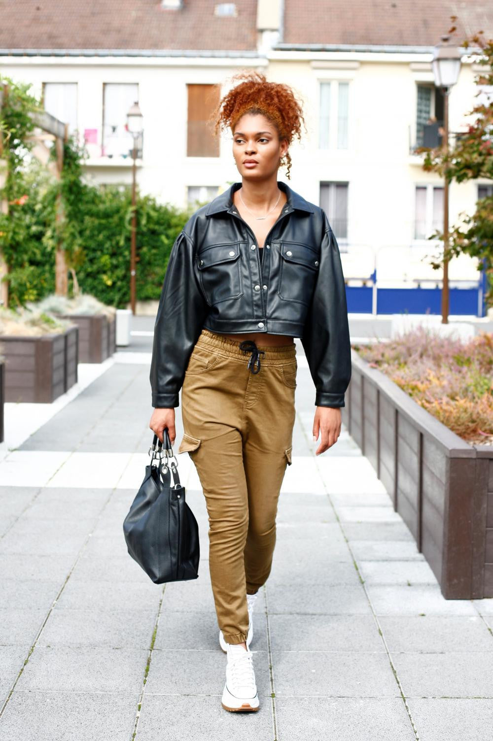 Sac cabas en cuir grainé PARIS Noir