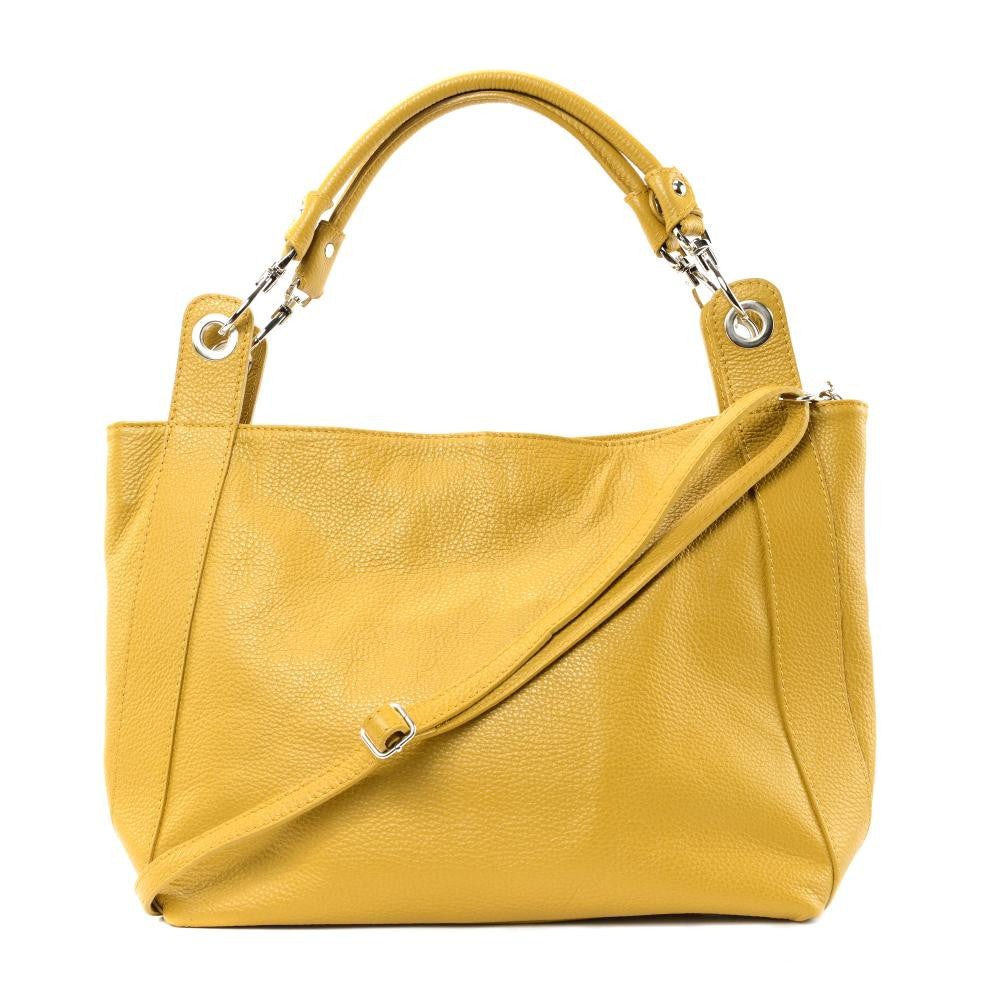 Sac cabas en cuir grainé PARIS Jaune tournesol