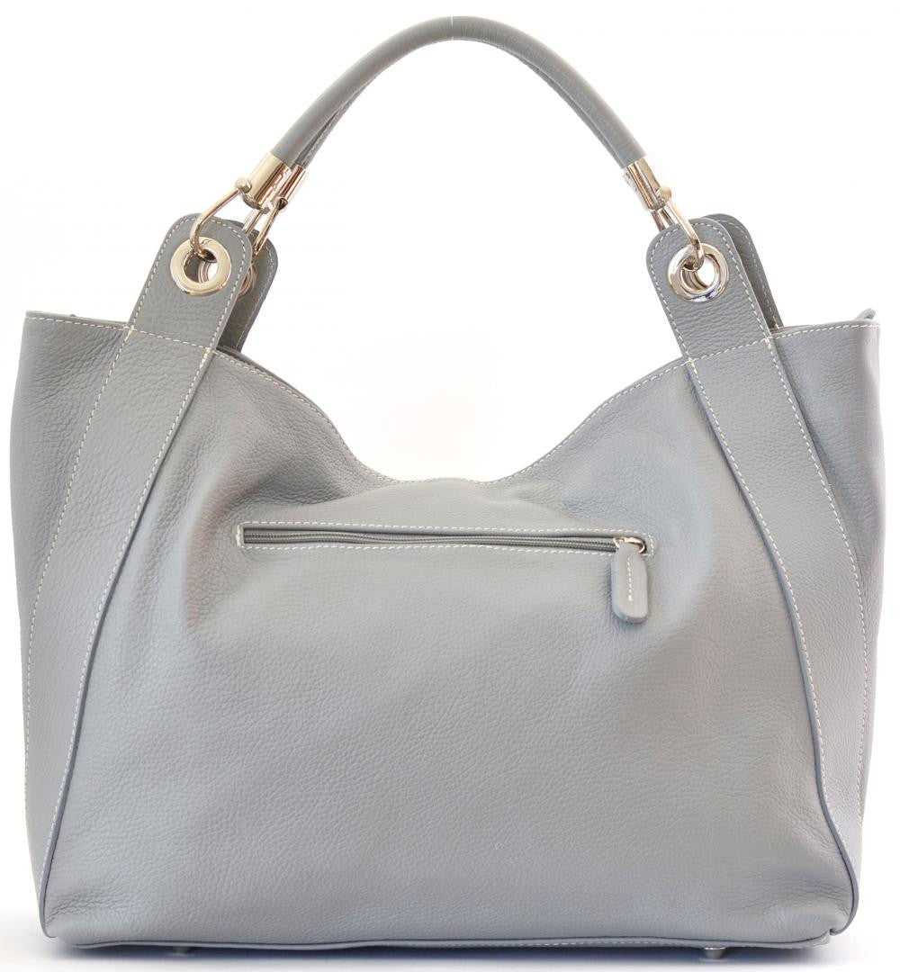 Sac cabas en cuir grainé PARIS Gris clair